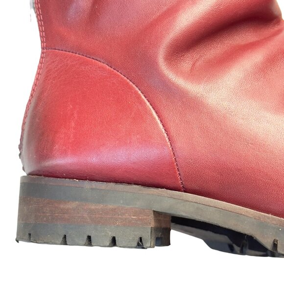 SKECHERS Women’s Boots Burgundy Leather Slouchy Ankle Cuffed Rear Zip Size 7.5M - Picture 10 of 13